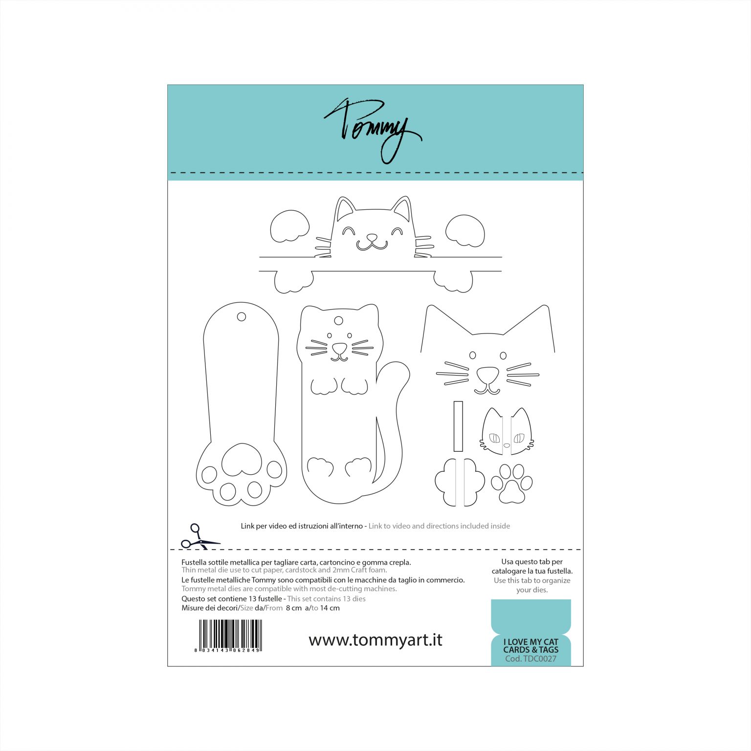 Tommy fustella – I love my cat Cards & Tags