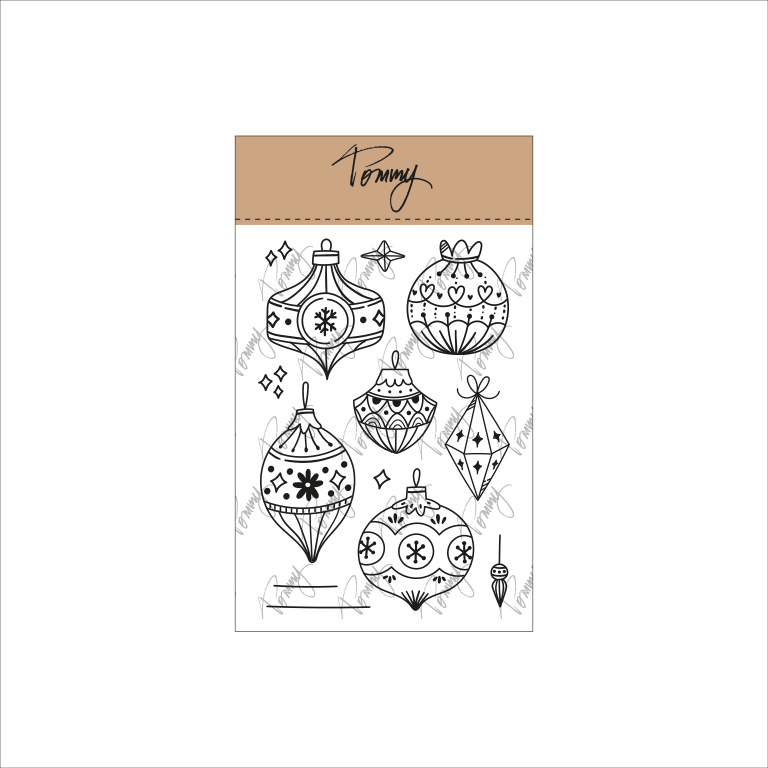 Tommy clear stamps – Happy Christmas Ornaments