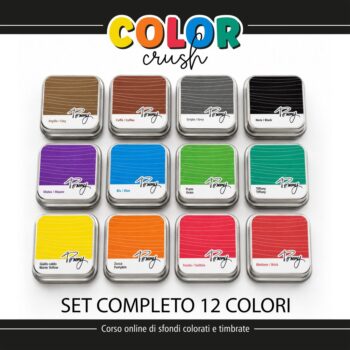 Set completo 12 colori + corso online COLOR CRUSH - sfondi colorati e timbrate per card